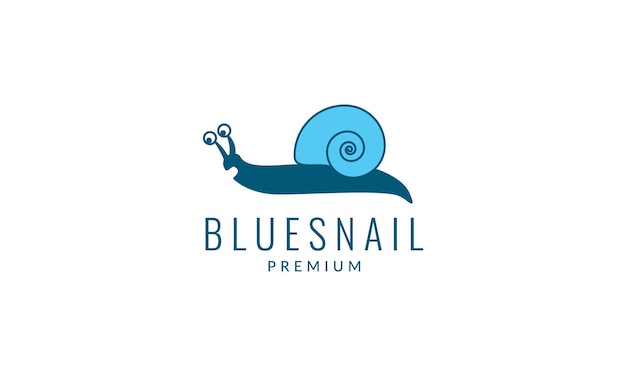Escargot Ou Limace Dessin Au Trait Contour Bleu Logo Vecteur Icône Illustration Design