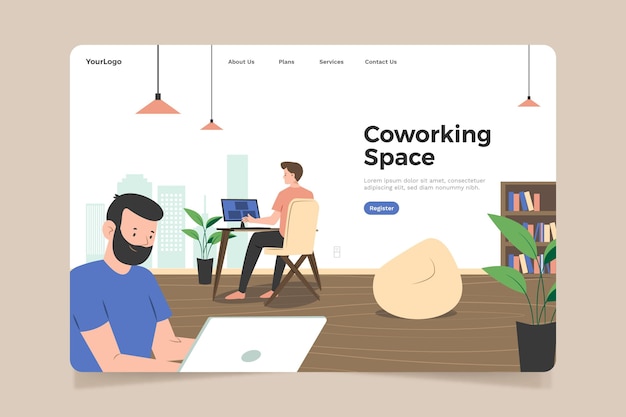 Espace de coworking design plat