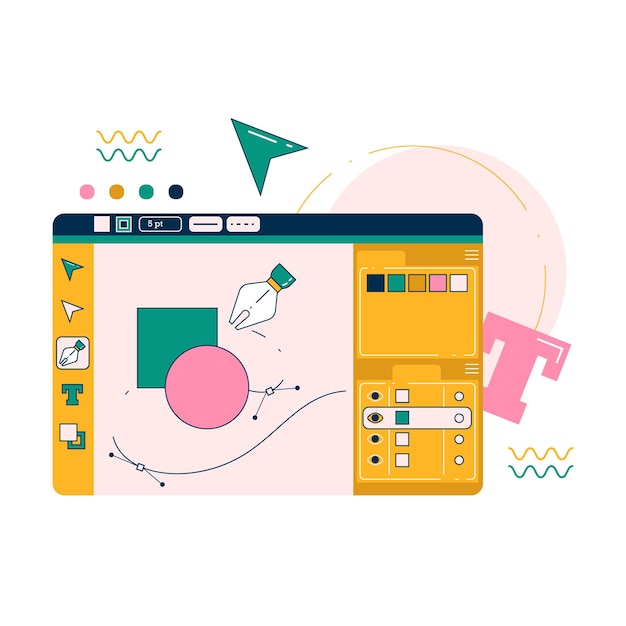 Espace de travail de l'application Cartoon Vector