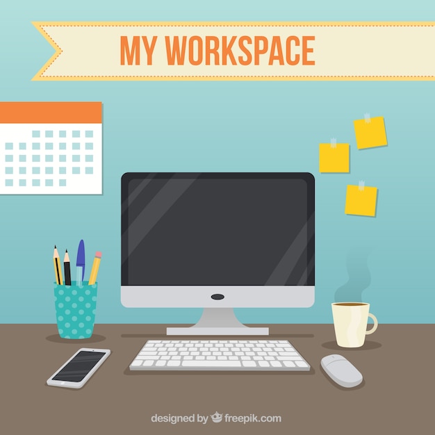 Espace De Travail Avec éléments De Bureau