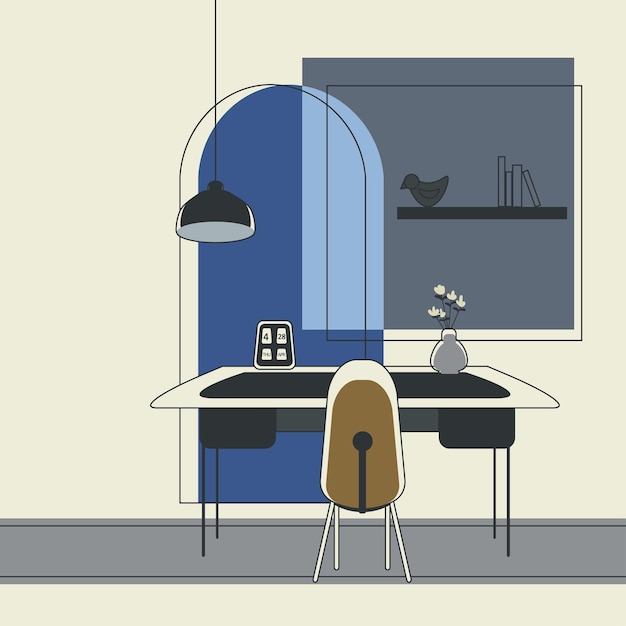 Espace de travail minimaliste pour hommes Design Vector Illustration