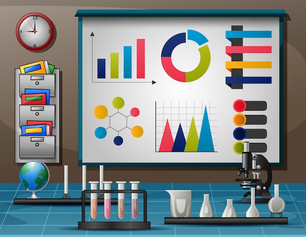 Espace De Travail Avec Table Remplie D'instruments D'expérimentation Scientifique