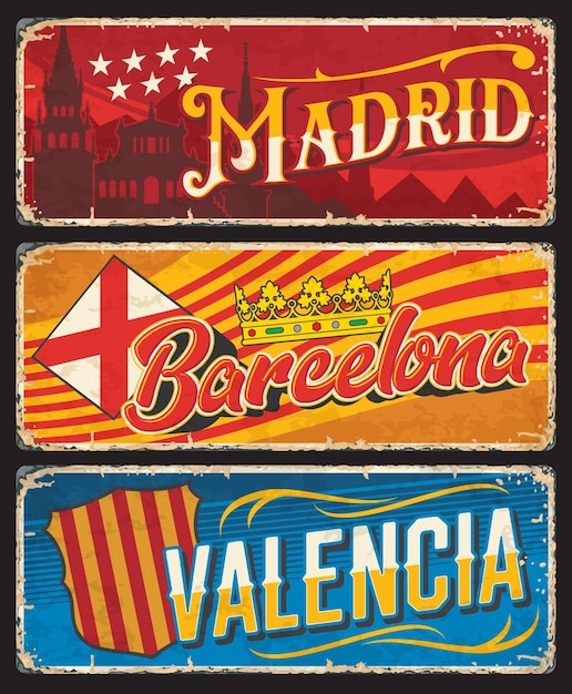 Espagne Valence Madrid Barcelone Plaques Tin Sign