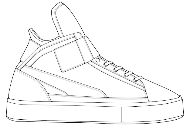 Vecteur esquisse cool sneakers chaussures baskets contour dessin vectoriel baskets dessinées dans un style de croquis