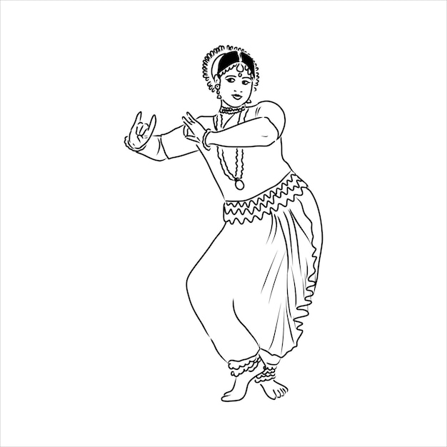 Vecteur esquisse de danse indienne danse