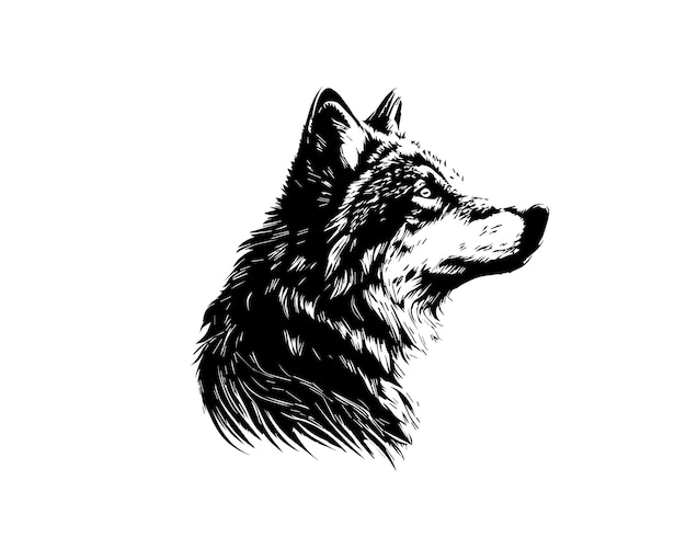 Esquisse Dessin au trait unique dessiné à la main Loup