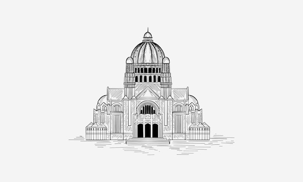 Vecteur esquisse dessinée à la main de la basilique du sacré-cœur basilique du sacred coeur paris france illustration vectorielle