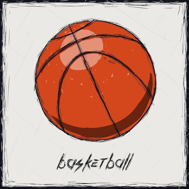 Vecteur esquisse illustration couleur inscrivez-basket-ball