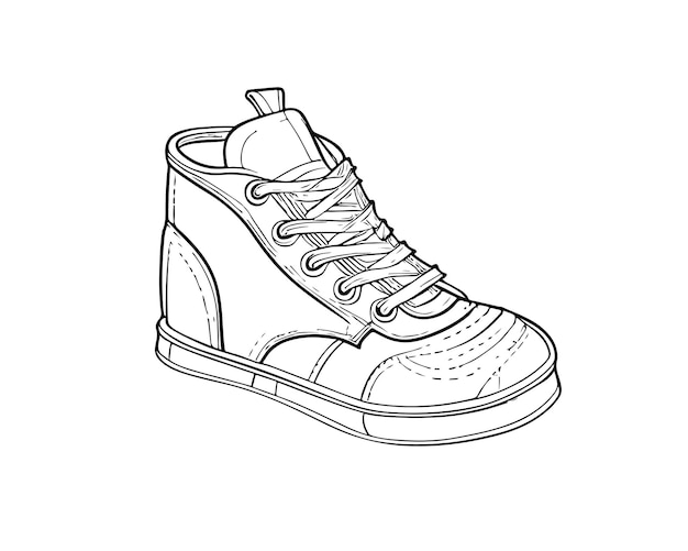 Esquisse Utilisation de chaussure d'art en ligne unique dessinée à la main pour l'affiche et l'arrière-plan du logo