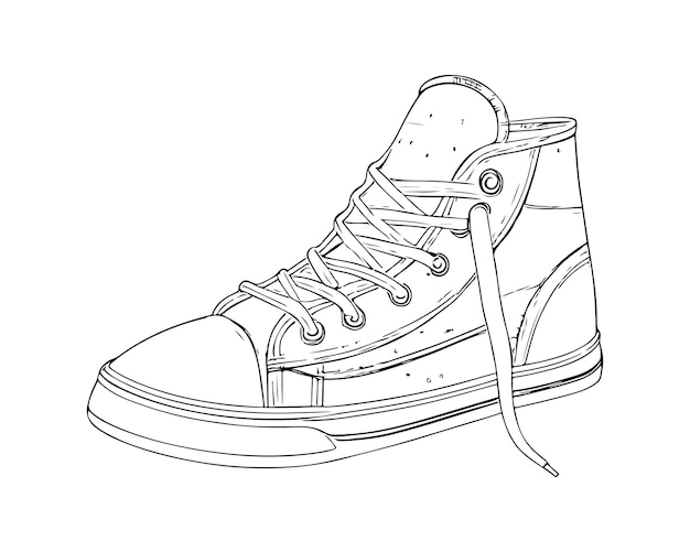 Esquisse Utilisation de chaussure d'art en ligne unique dessinée à la main pour l'affiche et l'arrière-plan du logo