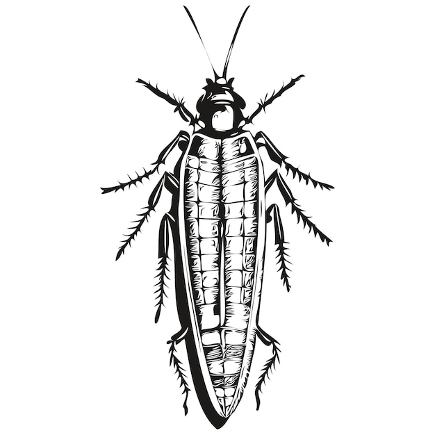 Vecteur esquisses de cafards contour avec fond transparent cafards illustration dessinés à la main
