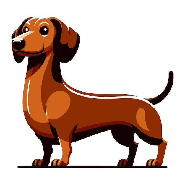 Vecteur c'est un chien de dachshund adorable, un personnage de dessin animé, une illustration vectorielle, un animal de compagnie drôle, un chiot de dachshund.