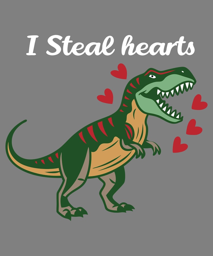 Vecteur c'est drôle, trex. je vole des cœurs pour des t-shirts.
