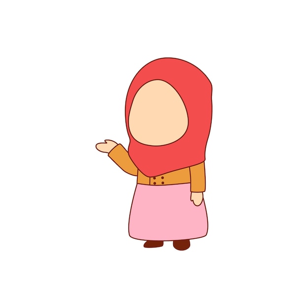 Vecteur c'est un gamin mignon, un petit garçon mignon avec un hijab rouge.