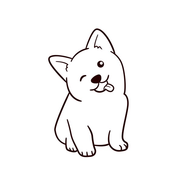 C'est Un Mignon Dessin De Chien De Shiba.