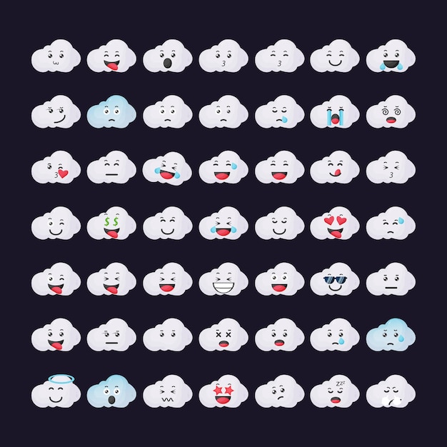 Vecteur c'est un nuage mignon avec des emoticons et une illustration d'icône vectorielle.