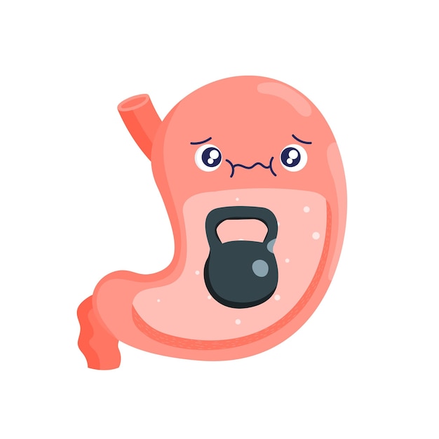 Vecteur estomac lourdeur constipation dessin animé organes internes tractus gastro-intestinal estomac atonique