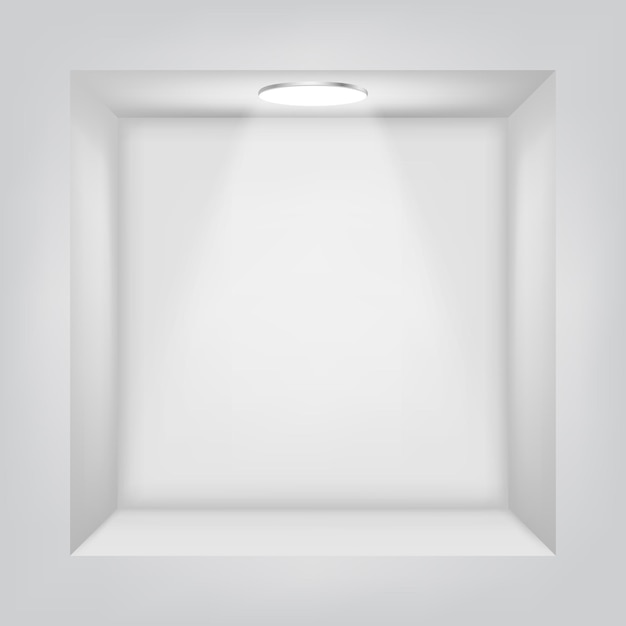 Étagère Blanche Dans Le Mur Avec Une Source Lumineuse.