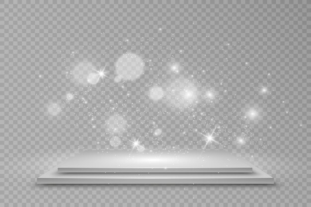 Vecteur une étagère blanche avec un effet de lumière sur une illustration vectorielle de fond transparent illustration stock