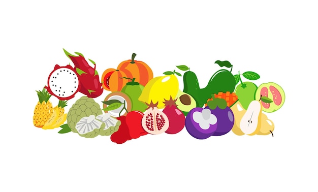 Vecteur un étalage coloré de fruits et légumes.