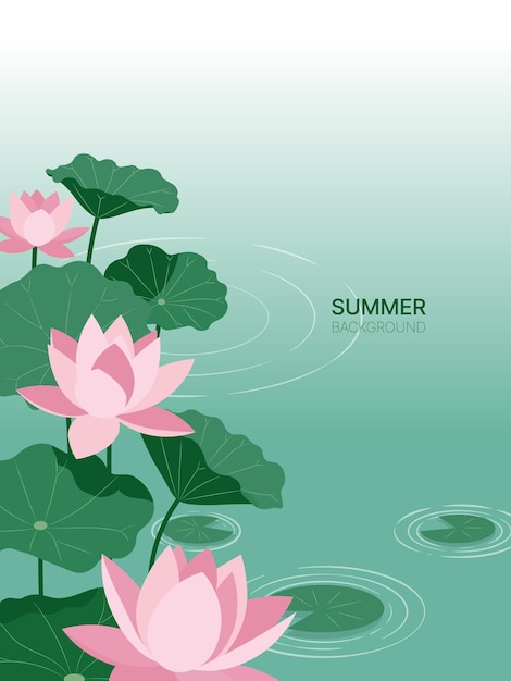 L'étang du lotus du matin serein avec des ondulations et des papillons