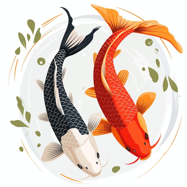 Vecteur Étang de poissons koi 2