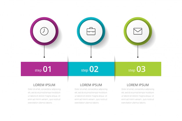 Étape Conception Graphique Infographique Avec Des Icônes Et 3 Options Ou étapes.