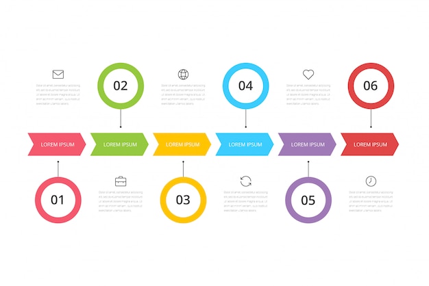 Étape Conception Graphique Infographique Avec Des Icônes Et 6 Options Ou étapes.