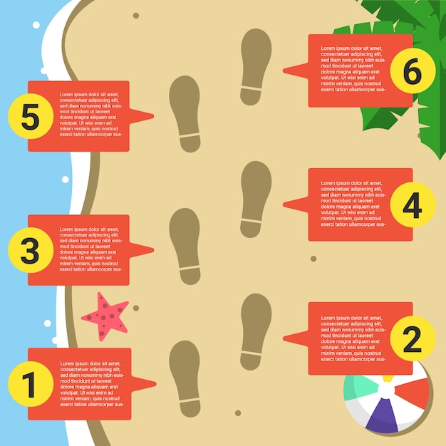 Vecteur Étape par étape infographie avec summer beach thème