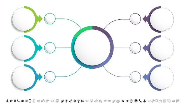 Vecteur Étapes de conception de modèle infographique de processus de chronologie de visualisation de données d'entreprise avec des icônes