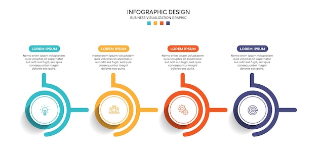 Étapes De Conception De Modèle Infographique De Processus De Chronologie De Visualisation De Données D'entreprise Avec Des Icônes