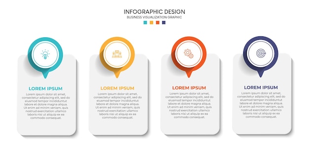 Étapes De Conception De Modèle Infographique De Processus De Chronologie De Visualisation De Données D'entreprise Avec Des Icônes