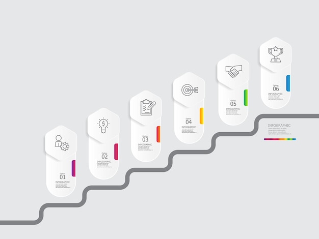 Vecteur Étapes horizontales chronologie élément infographique rapport arrière-plan