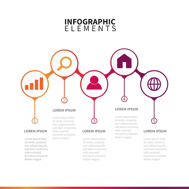 Vecteur Étapes d'infographie coloré avec des icônes