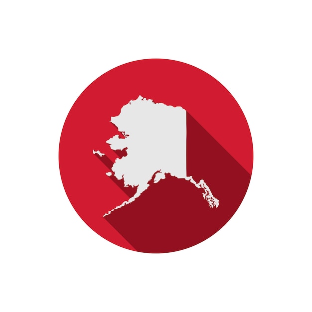 État de l'Alaska sur la carte rouge du cercle rouge avec ombre portée