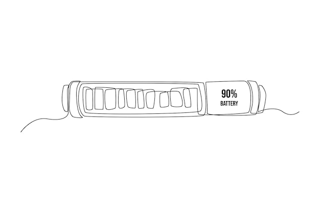 État De Charge De La Batterie De Dessin D'une Ligne Continue Avec Des Unités De Pourcentage Concept De Niveau De Mesure Et De Performance Illustration Graphique Vectorielle De Conception De Dessin De Ligne Unique