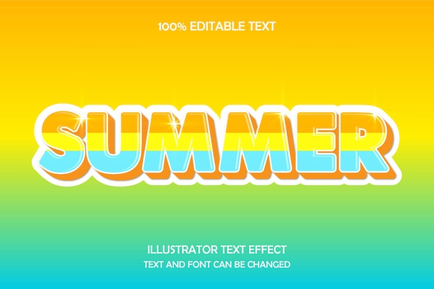 Été, Effet De Texte Modifiable En 3d, Estampage Moderne Style ébloui