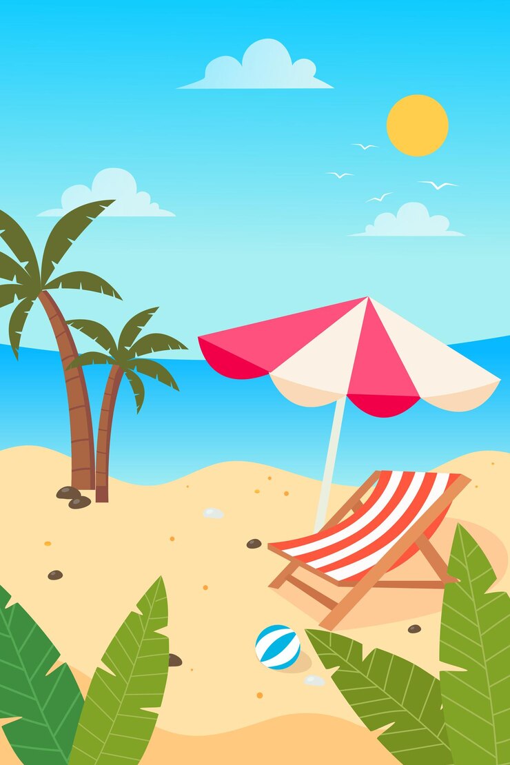 L'été sur la plage avec des palmiers
