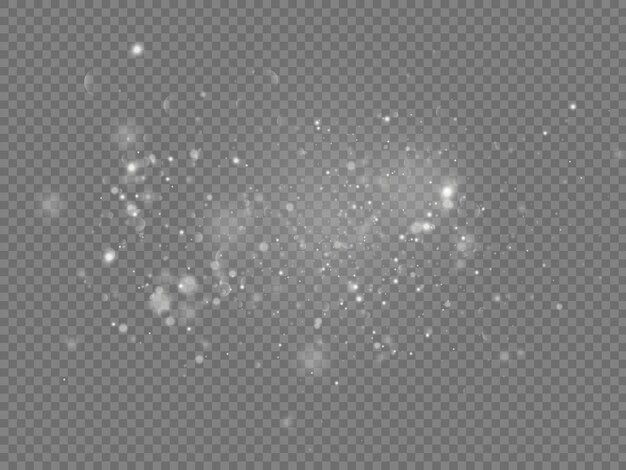 Des étincelles blanches brillent des étoiles de Noël effet de lumière scintillant des particules de poussière magiques scintillantes scintillent