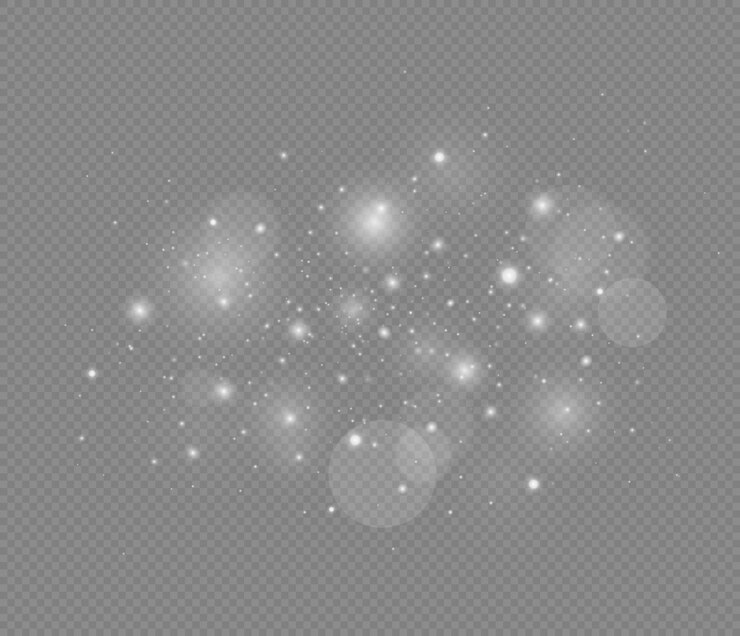 Vecteur étincelles blanches et effet de lumière spécial scintillant le bokeh brillant est isolé sur un fond transparent
