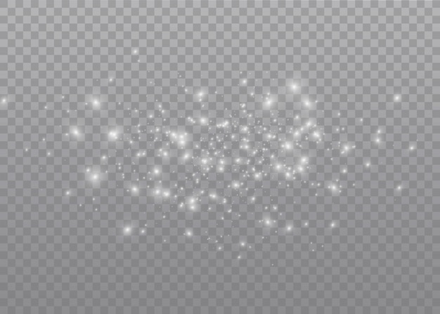 Les étincelles De Poussière Et Les étoiles Dorées Brillent D'une Lumière Spéciale. Scintille Sur Un Fond Transparent. . Des Particules De Poussière Magiques étincelantes.