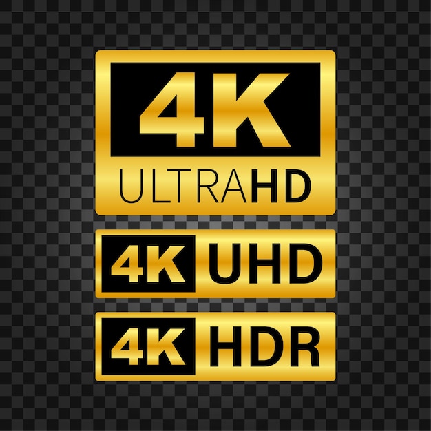 Étiquette 4K Ultra HD. Haute technologie. Écran de télévision LED. Illustration vectorielle