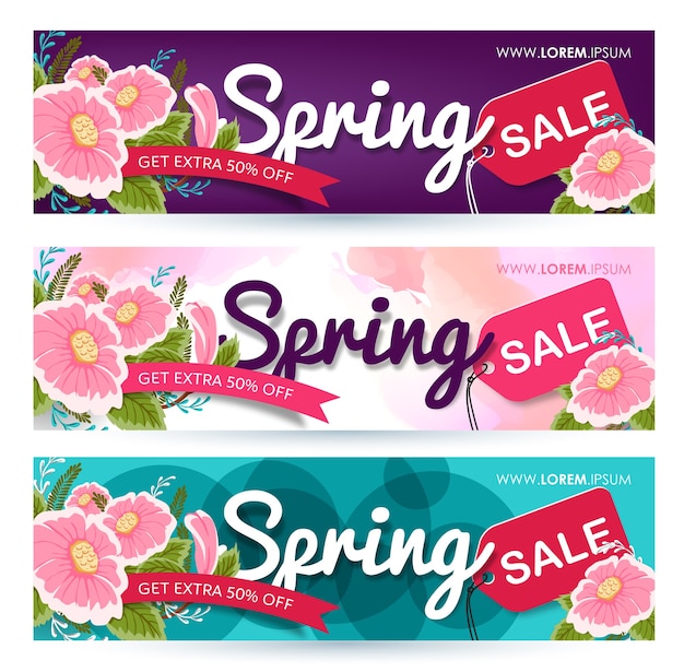 Étiquette D'affiche De Bannière De Vente De Printemps.