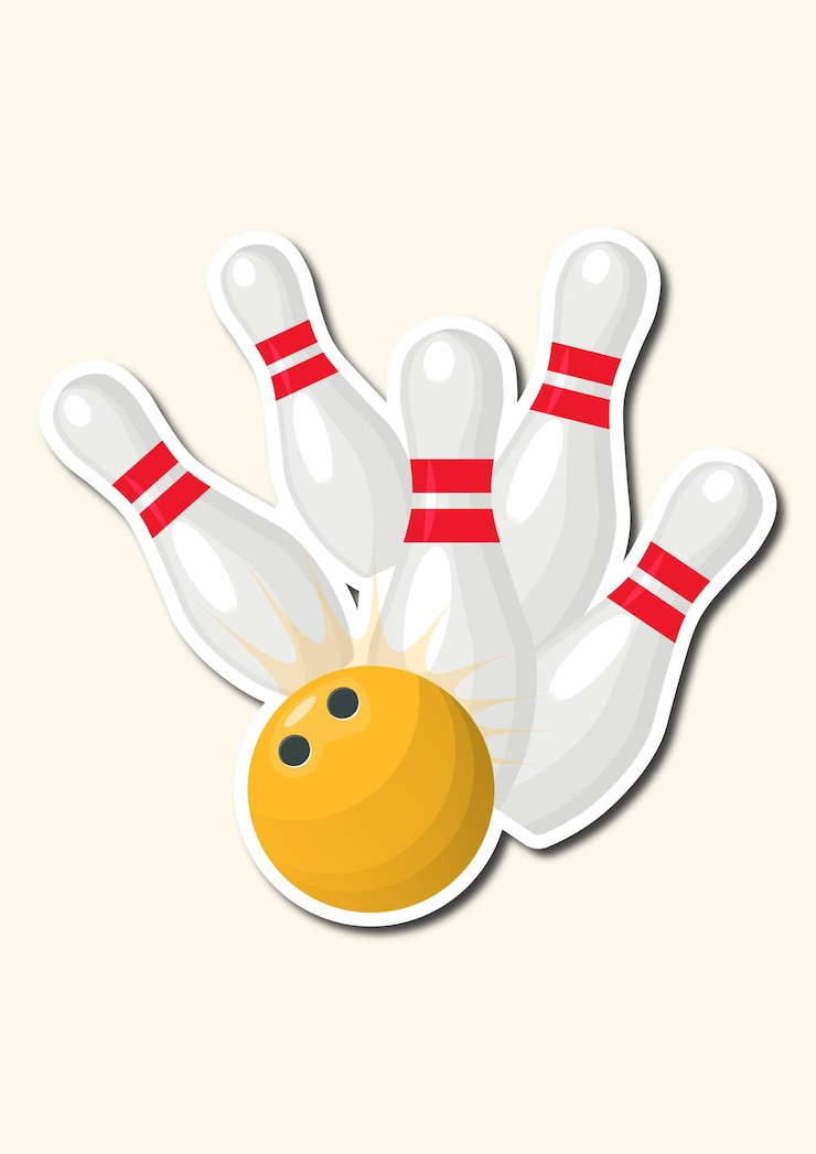 Vecteur étiquette aiguilles et balle de bowling