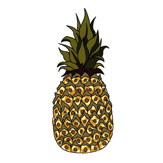 Vecteur Étiquette d'ananas dans le style pop art sur fond noir fruits tropicaux exotiques fruits vectoriels mignons