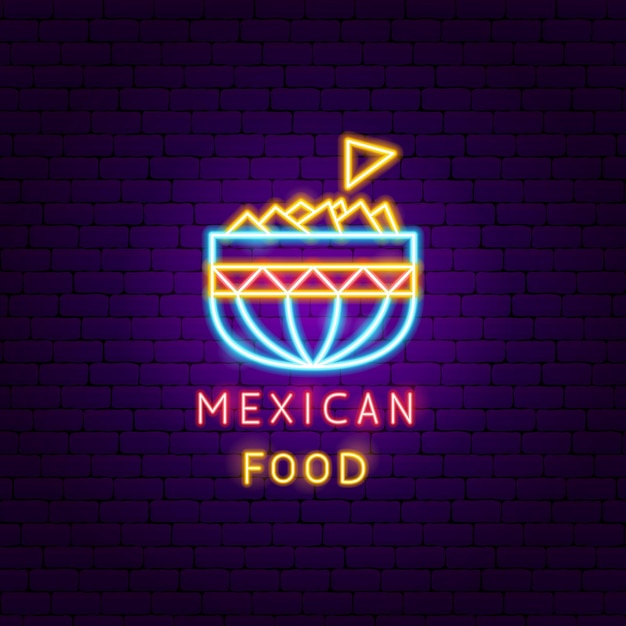 Étiquette au néon de la cuisine mexicaine