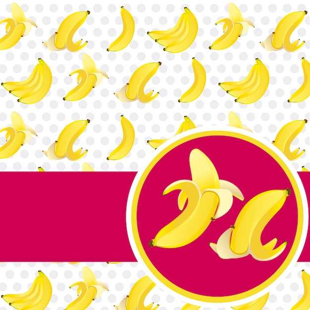 Vecteur Étiquette de banane pelée et peler sur le motif de fond de banane