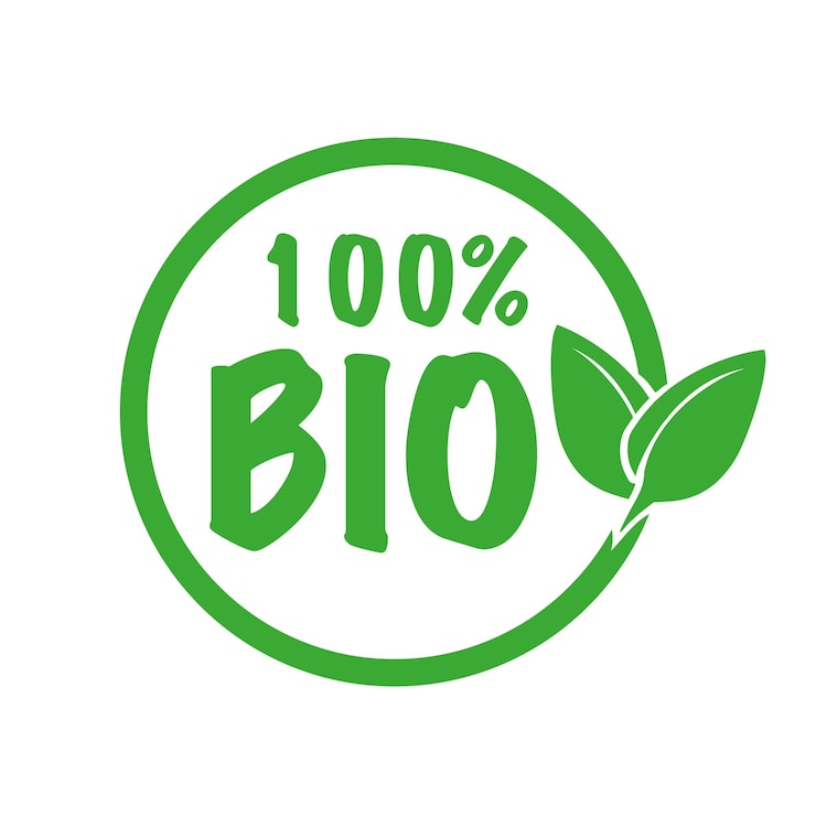 Vecteur étiquette biologique ou timbre en caoutchouc imprimé avec des feuilles sur fond blanc