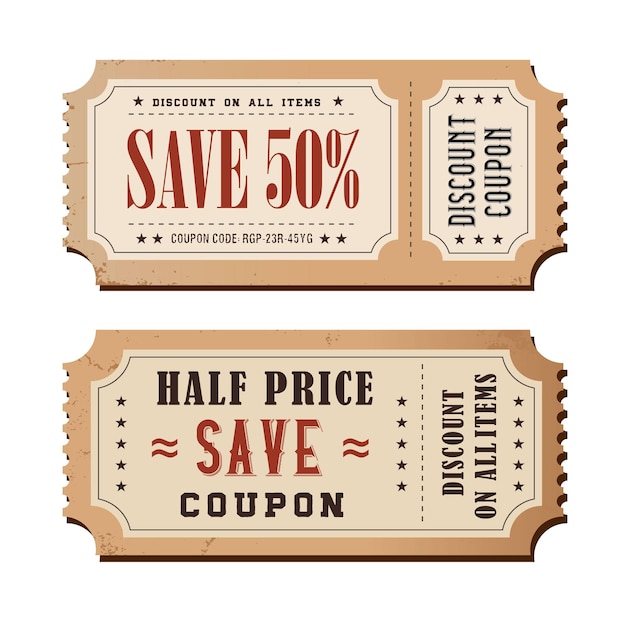 Étiquette De Bon De Vente De Coupon De Réduction Style Vintage