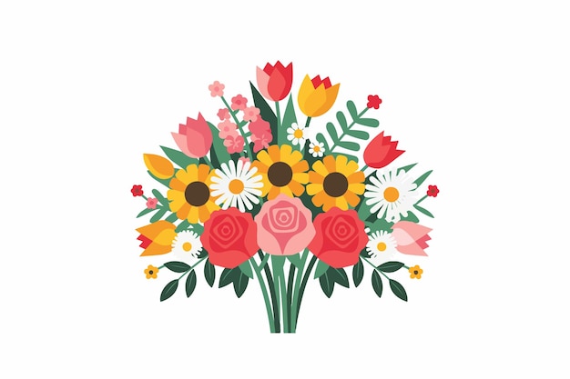 Étiquette de bouquet de printemps colorée
